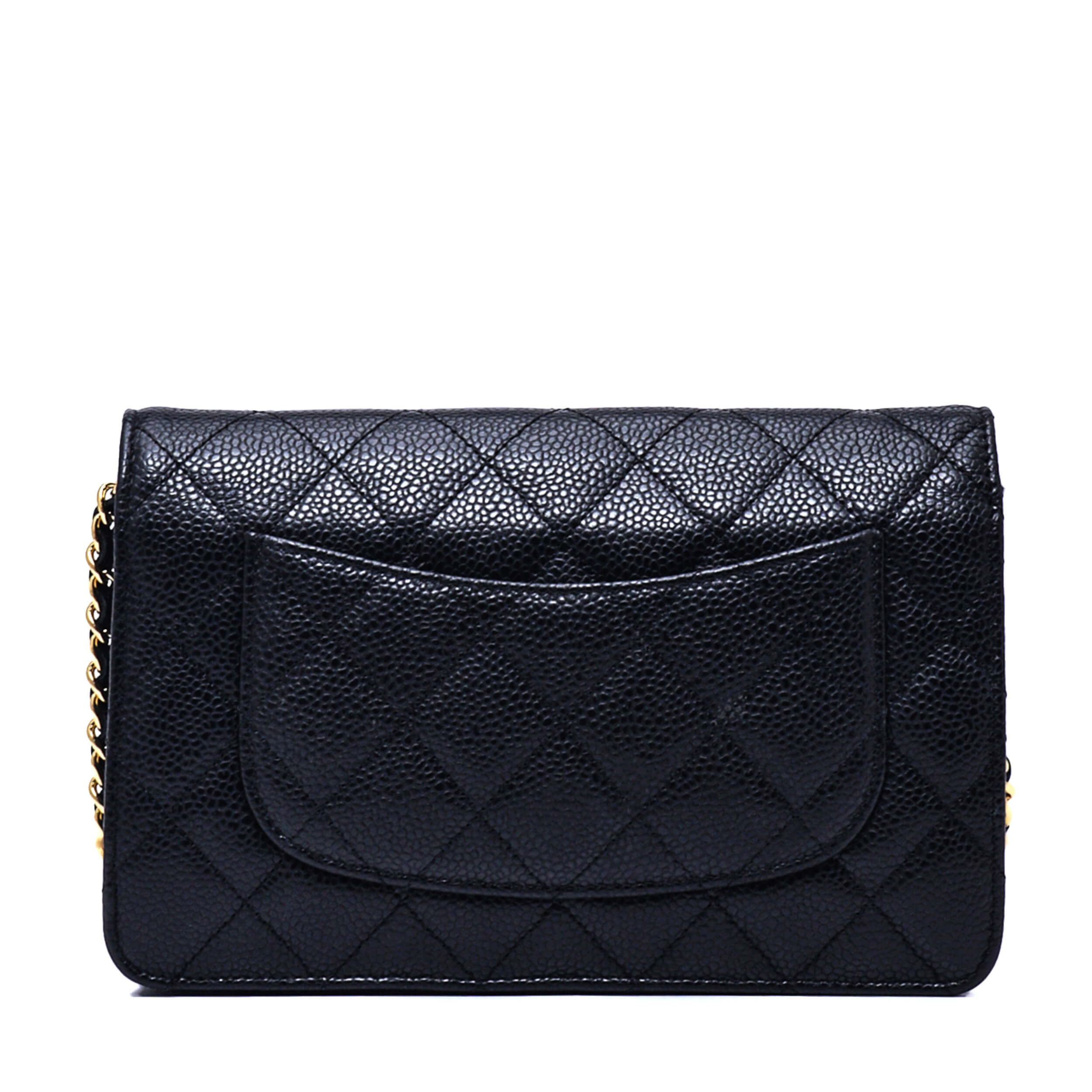 Chanel - Black Quilted Caviar Leather Wallet On Chain WOC Bag